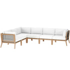 Modway Clearwater 6-Piece Outdoor Patio Teak Wood Sectional Sofa EEI-6125