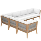 Modway Clearwater 6-Piece Outdoor Patio Teak Wood Sectional Sofa EEI-6125