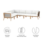 Modway Clearwater 6-Piece Outdoor Patio Teak Wood Sectional Sofa EEI-6125