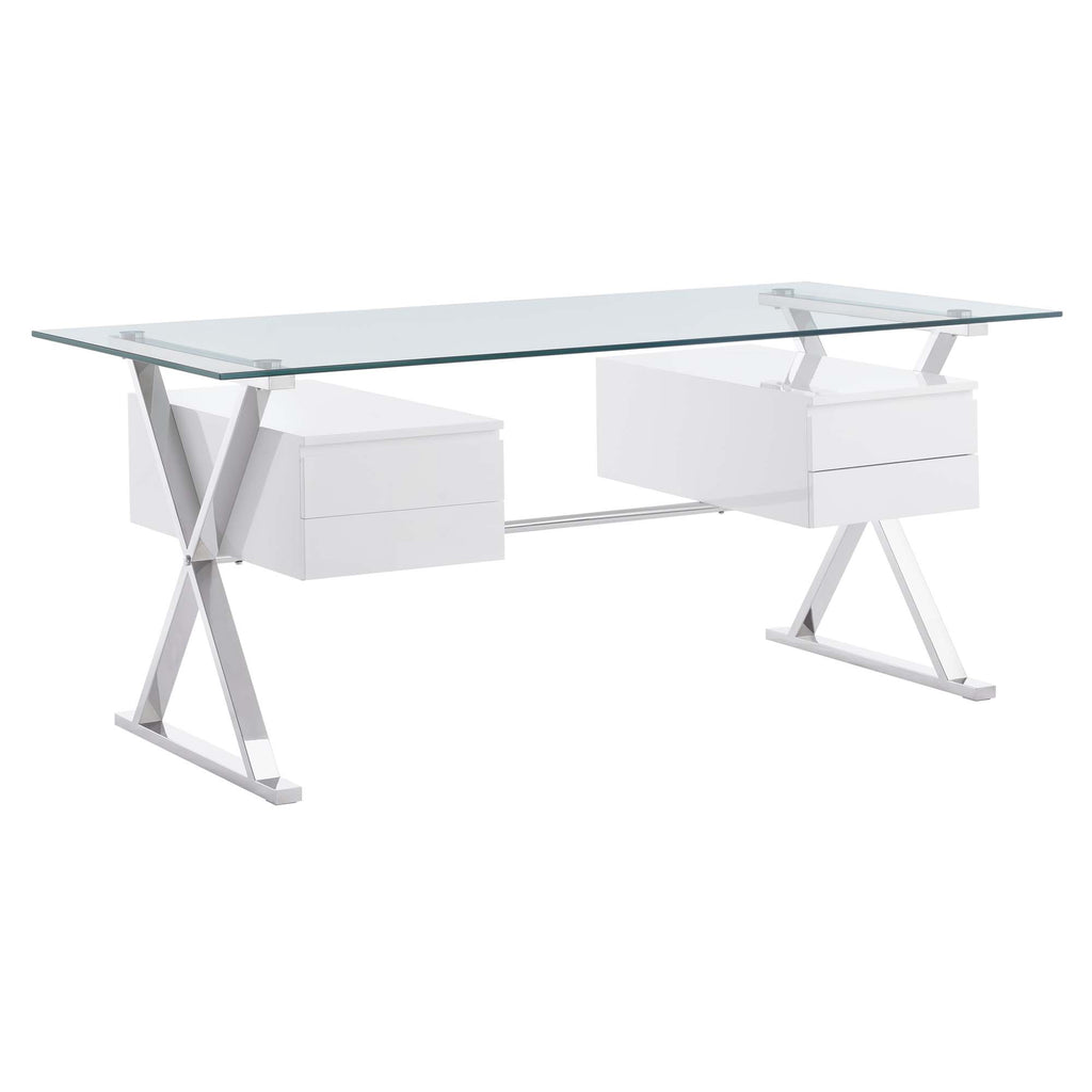 Modway Sector 71" Glass Top Glass Office Desk  