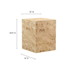 Modway Cosmos 16" Square Burl Wood Side Table