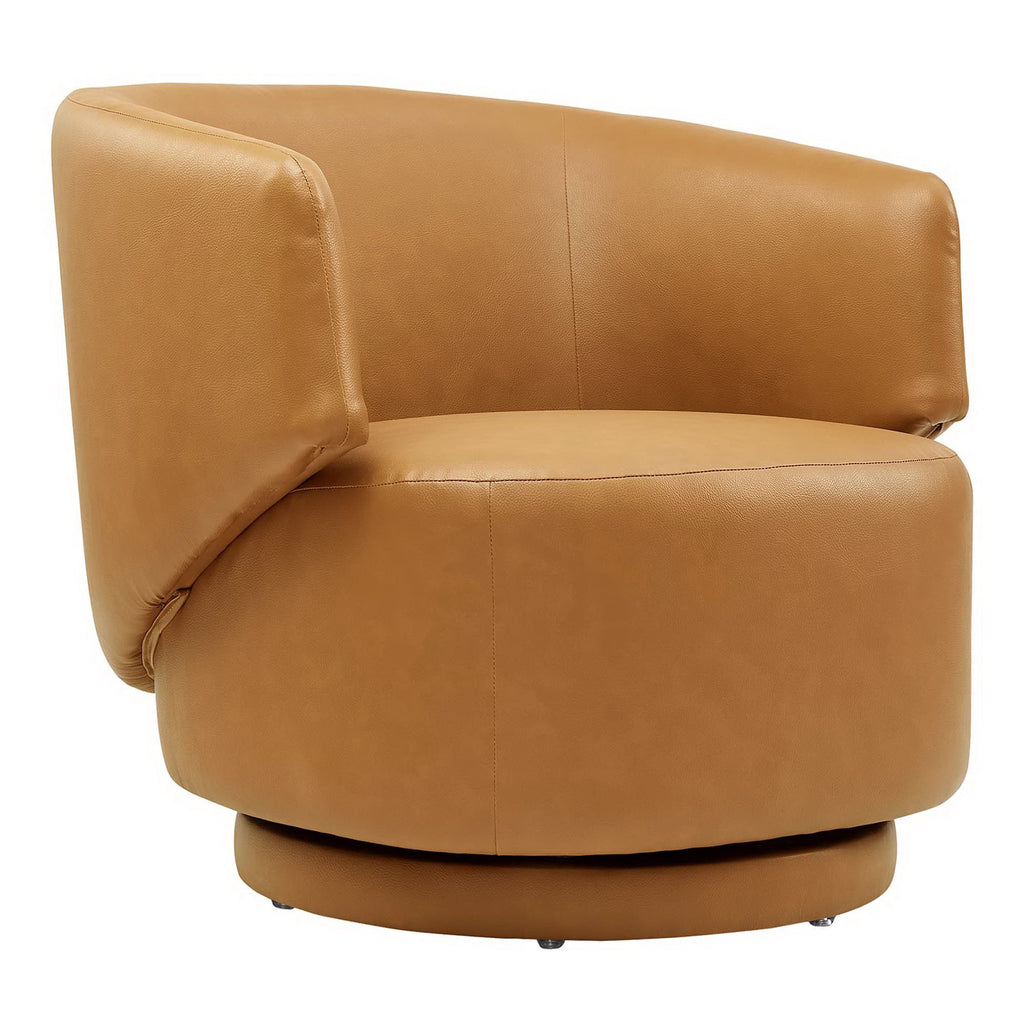 Modway Celestia Vegan Leather Fabric and Wood Swivel Chair  