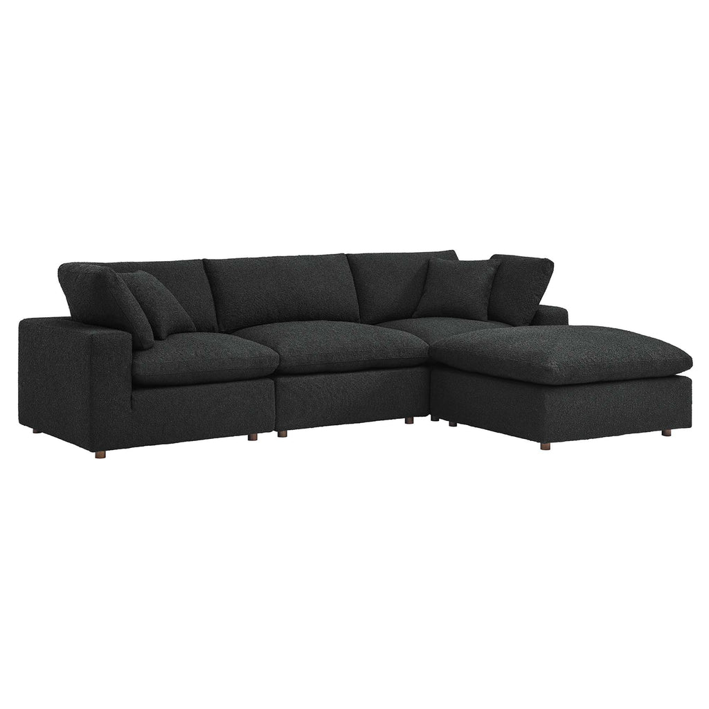 Modway Commix 4-Piece Down Filled Overstuffed Boucle Fabric Sectional Sofa  