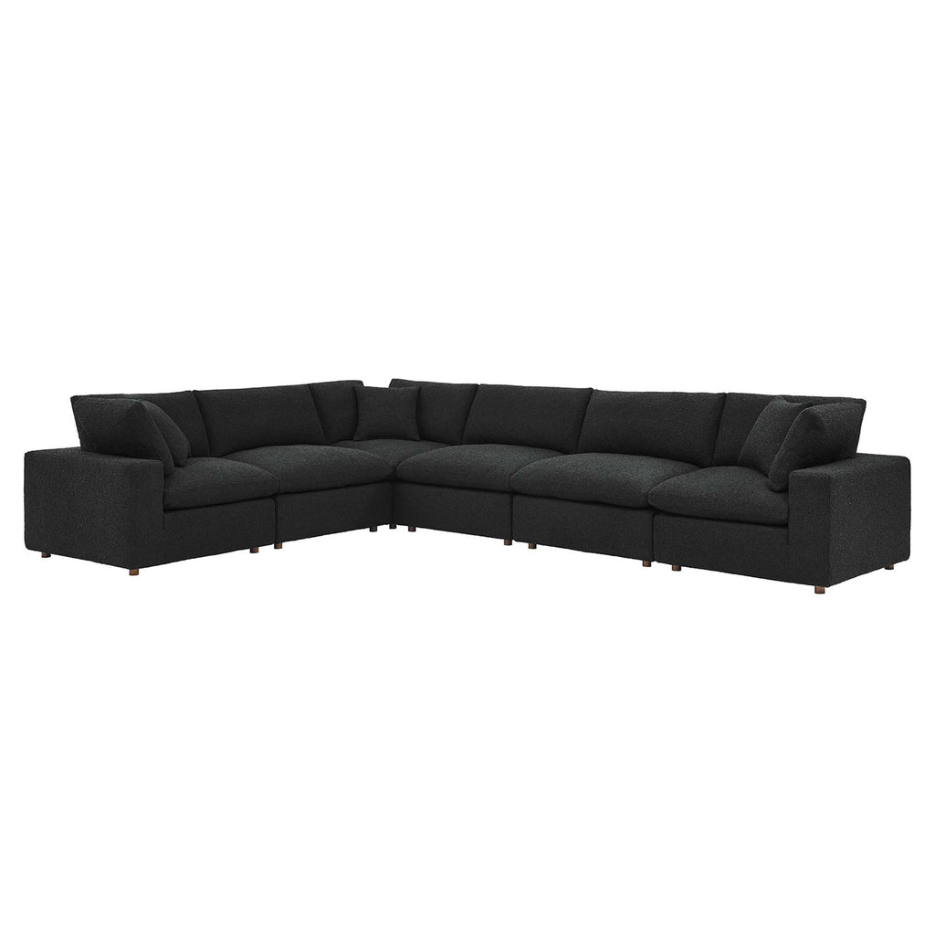 Modway Commix 6-Piece Down Filled Overstuffed Boucle Fabric Sectional Sofa  