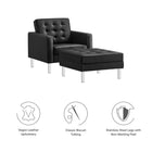 Modway Loft Tufted Vegan Leather Armchair and Ottoman Set