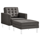 Modway Loft Tufted Vegan Leather Armchair and Ottoman Set  