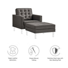 Modway Loft Tufted Vegan Leather Armchair and Ottoman Set