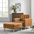 Modway Loft Tufted Vegan Leather Armchair and Ottoman Set