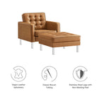 Modway Loft Tufted Vegan Leather Armchair and Ottoman Set