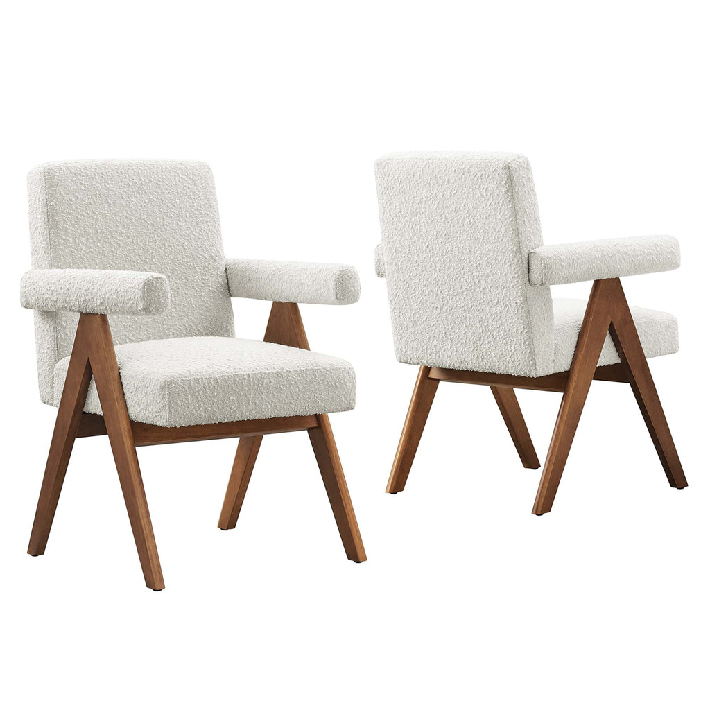 Modway Lyra Boucle Fabric Dining Room Chair Set of 2  