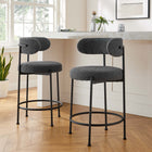 Modway Albie Boucle Fabric Counter Stools Set of 2