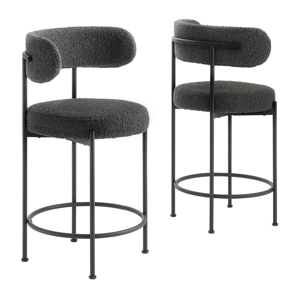 Modway Albie Boucle Fabric Counter Stools Set of 2  