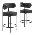 Modway Albie Boucle Fabric Counter Stools Set of 2  
