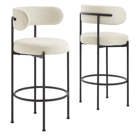Modway Albie Boucle Fabric Bar Stools Set of 2  