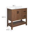 Modway Ashlyn 36" Wood Bathroom Vanity