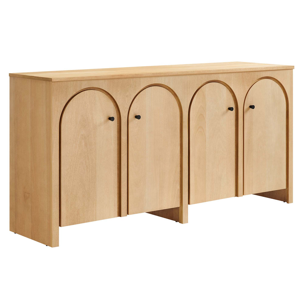 Modway Appia Wood Grain 4-Door Sideboard Storage Cabinet  