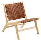 Modway Saoirse Leather Wood Accent Lounge Chair  