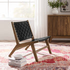 Modway Saoirse Leather Wood Accent Lounge Chair