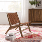 Modway Saoirse Leather Wood Accent Lounge Chair