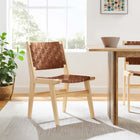 Modway Saoirse Leather Wood Dining Side Chair Set of 2