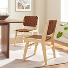 Modway Saoirse Leather Wood Dining Side Chair Set of 2