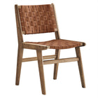 Modway Saoirse Leather Wood Dining Side Chair Set of 2