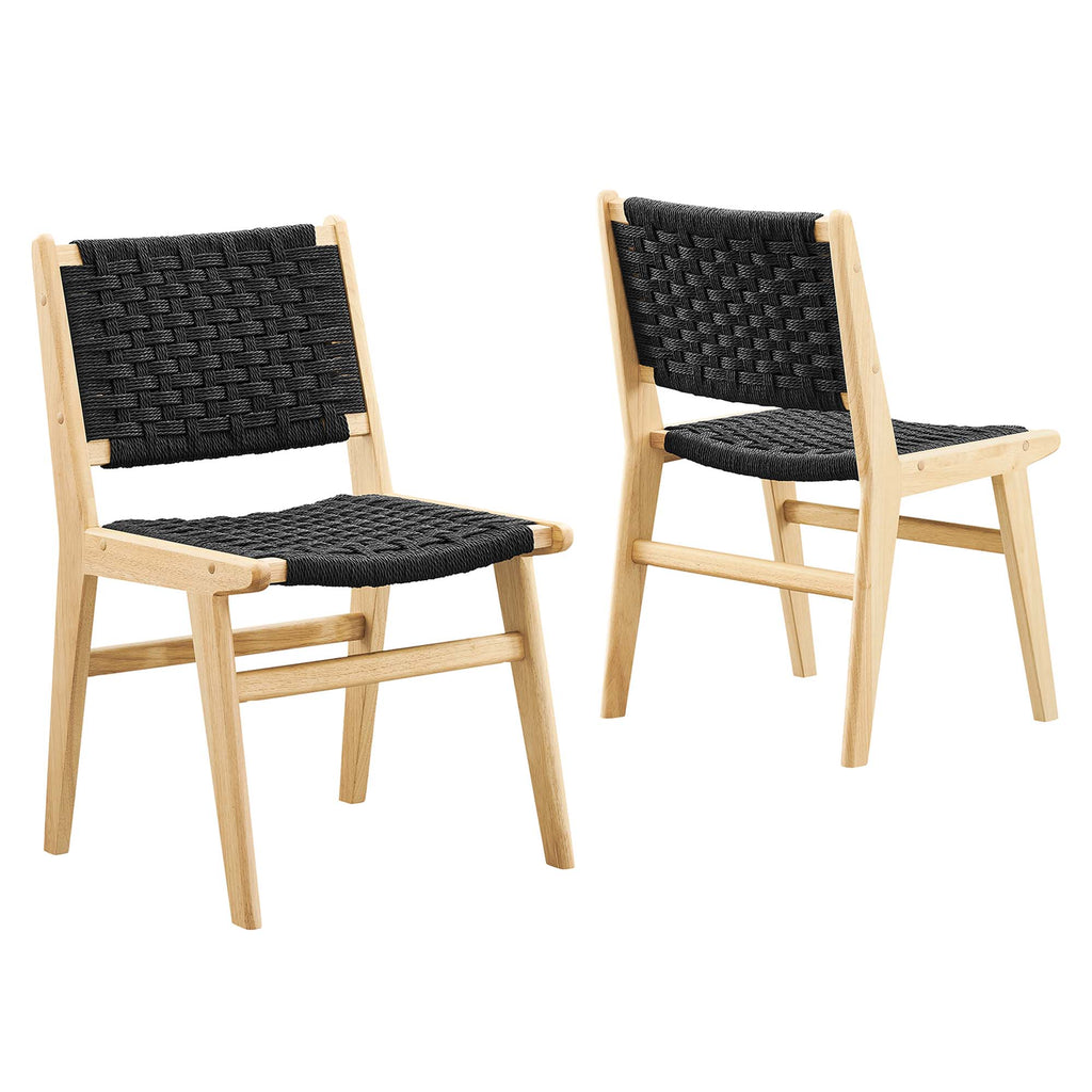 Modway Saoirse Woven Rope Wood Dining Side Chair Set of 2  