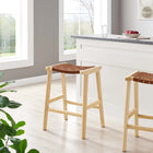 Modway Saoirse Faux Leather Wood Counter Stool Set of 2
