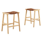 Modway Saoirse Faux Leather Wood Counter Stool Set of 2  