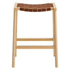 Modway Saoirse Faux Leather Wood Counter Stool Set of 2