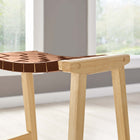 Modway Saoirse Faux Leather Wood Counter Stool Set of 2
