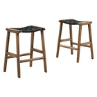 Modway Saoirse Faux Leather Wood Counter Stool Set of 2  