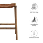 Modway Saoirse Faux Leather Wood Counter Stool Set of 2