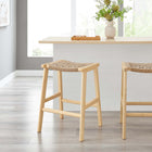 Modway Saoirse Woven Rope Wood Counter Stool Set of 2