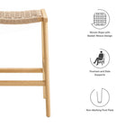 Modway Saoirse Woven Rope Wood Counter Stool Set of 2