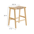Modway Saoirse Woven Rope Wood Counter Stool Set of 2