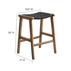 Modway Saoirse Woven Rope Wood Counter Stool Set of 2
