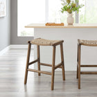 Modway Saoirse Woven Rope Wood Counter Stool Set of 2