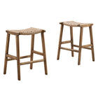 Modway Saoirse Woven Rope Wood Counter Stool Set of 2  