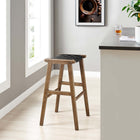 Modway Saoirse Leather Wood Bar Stool Set of 2