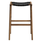 Modway Saoirse Leather Wood Bar Stool Set of 2