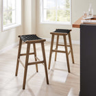 Modway Saoirse Leather Wood Bar Stool Set of 2