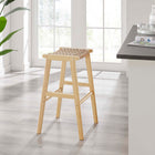Modway Saoirse Woven Rope Wood Bar Stool Set of 2