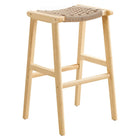 Modway Saoirse Woven Rope Wood Bar Stool Set of 2
