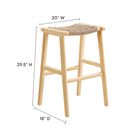Modway Saoirse Woven Rope Wood Bar Stool Set of 2