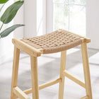 Modway Saoirse Woven Rope Wood Bar Stool Set of 2