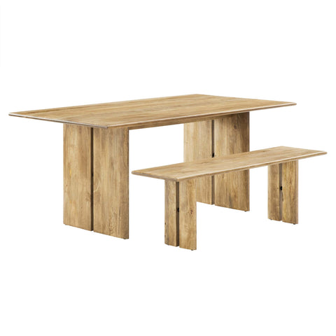 Modway Amistad 72" Wood Dining Table and Bench Set  