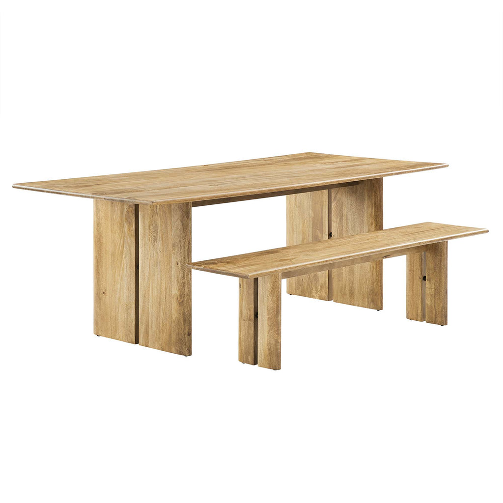 Modway Amistad 86" Wood Dining Table and Bench Set  