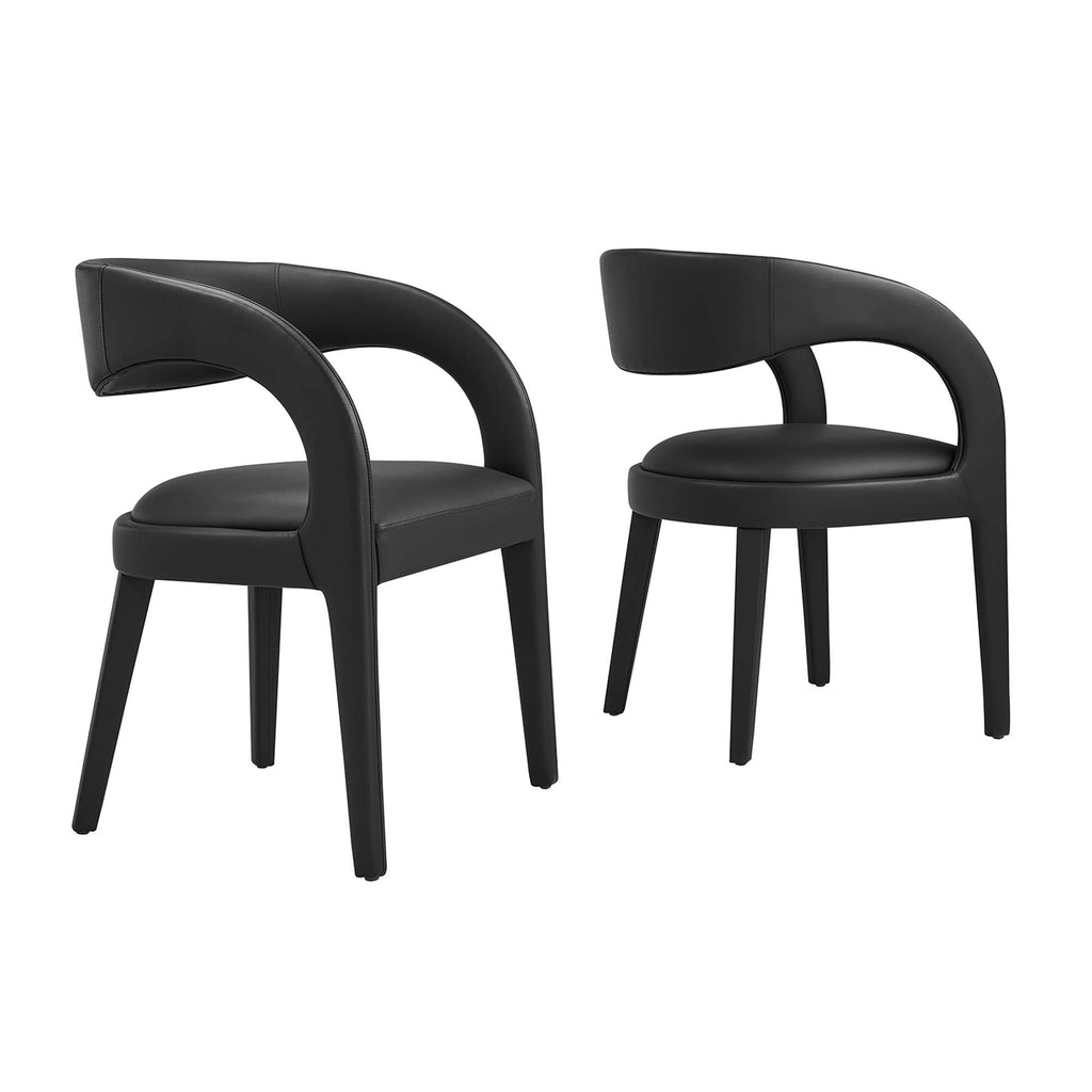 Modway Pinnacle Vegan Leather Dining Chair Set of 2  