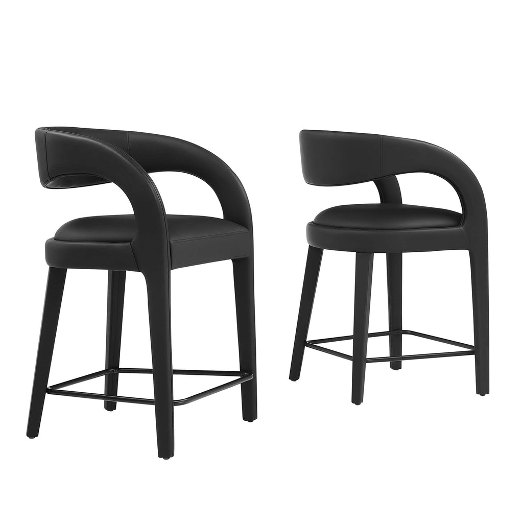 Modway Pinnacle Vegan Leather Counter Stool Set of 2  